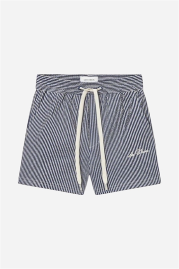 Les Deux Stan Stripe Seersucker badshorts - Ljus sand / Blueprint